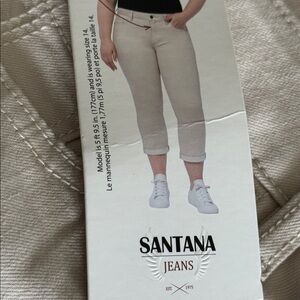 Santana Women's tan Jeans 16, classic straight with tummy control roll hem NWT
